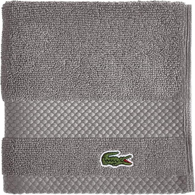 Lacoste Heritage 100% Supima Cotton Wash Cloth, Meteorite, 13" x 13" – Highly Absorbent & Quick Drying, Premium Super Soft Bath Towel, Bathroom Essential, Gift for All Occasions, Machine Washable