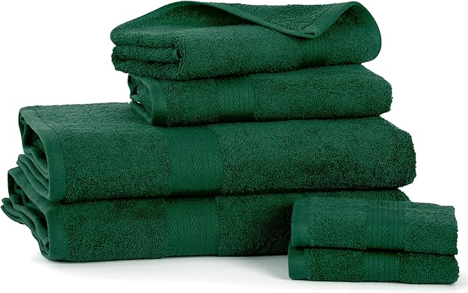 Ample Decor 100% Christmas Green Cotton Luxury 6 Piece Towels Set, 2 Bath Towels, 2 Hand Towels, 2 Wash Cloths for Bathroom