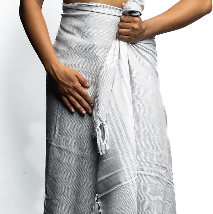 Salt Earth 100% Cotton Herringbone Weave Beach Towel, Set of 4-36" X72" Large Bath Towels, Quick Dry Towel, Bathroom, Beach Essentials, Gym, Lightweight Large Towels (Grey Blue)