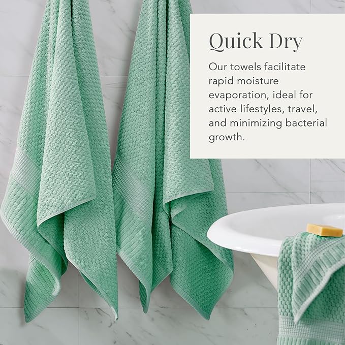 NY Loft 100% Cotton Towel Set| Super Soft & Absorbent Quick-Dry |Textured and Durable Cotton Cotton | Trinity Collection - 2 Pack Bath Sheet - Wasabi Green