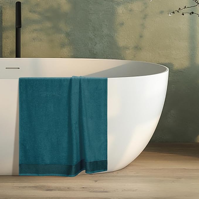 Belizzi Home Cotton 2 Pack Oversized Bath Sheet 35 x 70, Large Bath Sheet, Ultra Absorbent, Compact, Eco-Friendly and 100% Recyclable, Quick Drying and Lightweight Towel - Teal