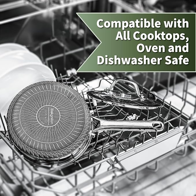 Hybrid Nonstick 3 QT Saucepan with Lid, Stainless Steel Honeycomb Pot with Two Pour Spouts,Compatible with All Cooktops,Dishwasher and Oven Safe