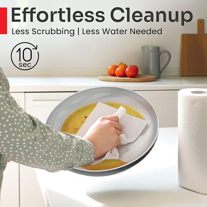 Mueller 16-Piece Healthy Stone Pots and Pans Set Non Stick, Non Toxic Ceramic Cookware Set, Dishwasher Safe, w Frying Pans, Sauce Pan, Steamer, Vac-Free Vented Glass Lids, Kitchen Utensils, Slate