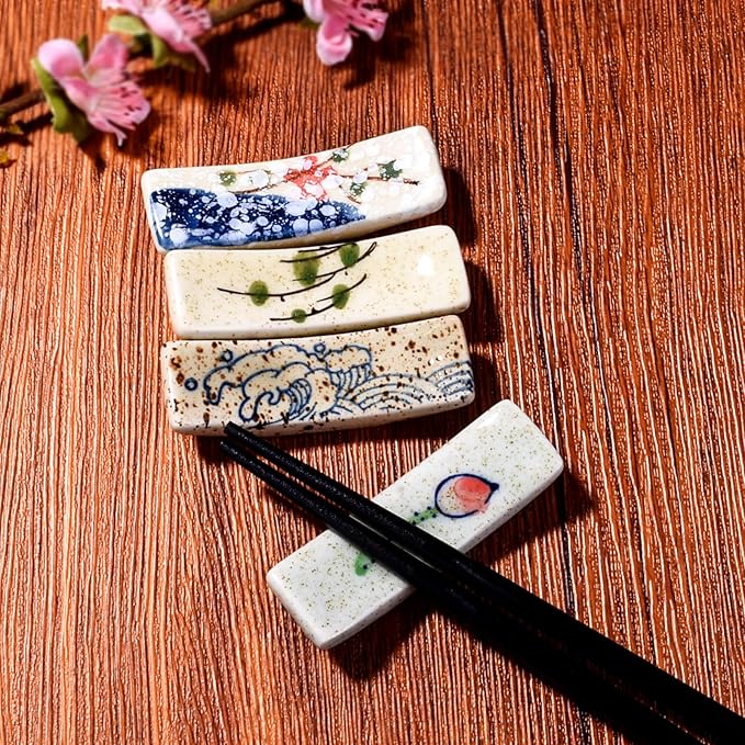 Japanese Style Chopstick Holder Set of 4 Pcs Ceramic Chopstick Stand Rest Tableware Kitchen Tools