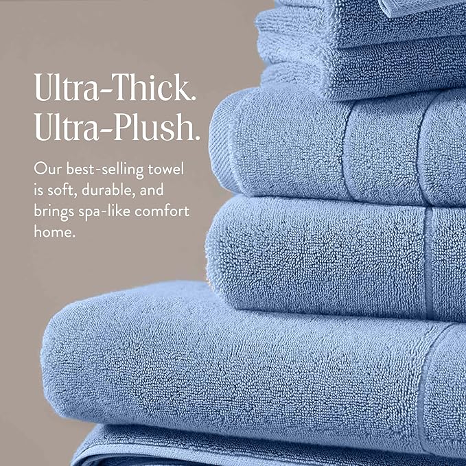 Brooklinen Super-Plush Turkish Cotton Bath Sheets - Set of 2 - Cotton, 820 GSM, Highly Absorbent, Machine Washable, Perfect for Home & Bathroom (40" x 65", Ocean Blue)