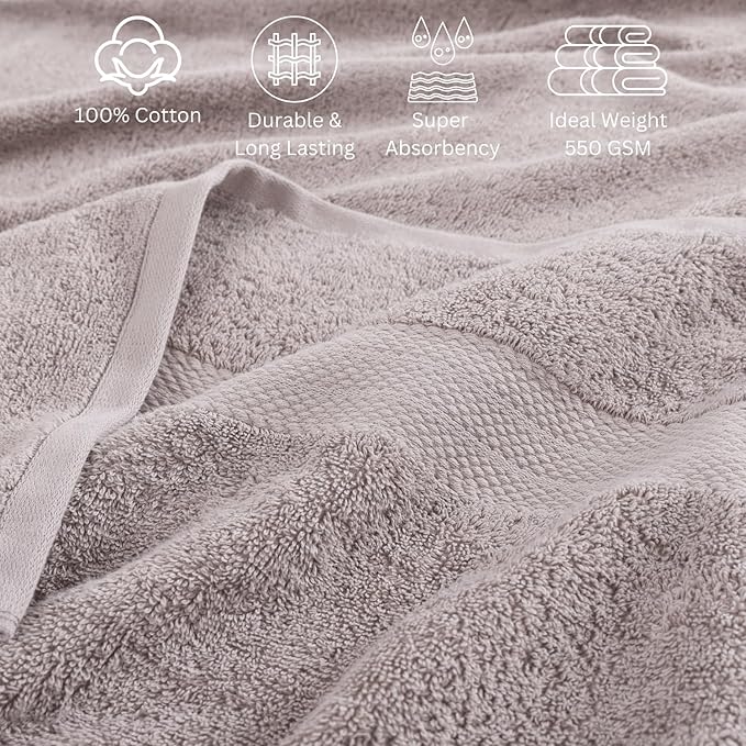 Lane Linen Everyday Luxury Bath Towels Set - 24 PCs - 100% Ring Spun Cotton Towels Set - Durable, Ultra Soft, Absorbent & Long Lasting Towels For Family - Housewarming Gift - Fade Resistant - Platinum