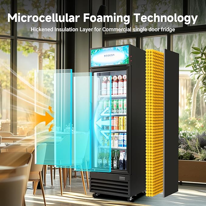 BODEGACOOLER Commercial Beverage Refrigerator, Commercial Merchandiser Refrigerator with Soft LED Light, Adjustable Shelves, Display Cooler with 192 cans & 120 bottles, For kitchen/Office/Home/Garage