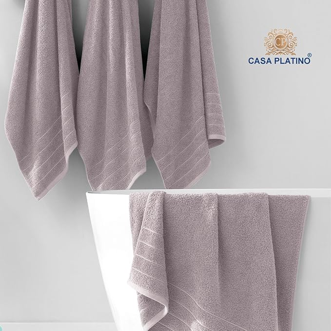Casa Platino 100% Cotton Luxury Bathroom Towel Set - 18 Pc - Ring Spun, Quick Dry, Soft & Highly Absorbent - 6 Bath, 6 Washcloths, 6 Hand Towels - Remains Plush After Multiple Washes - Platinum