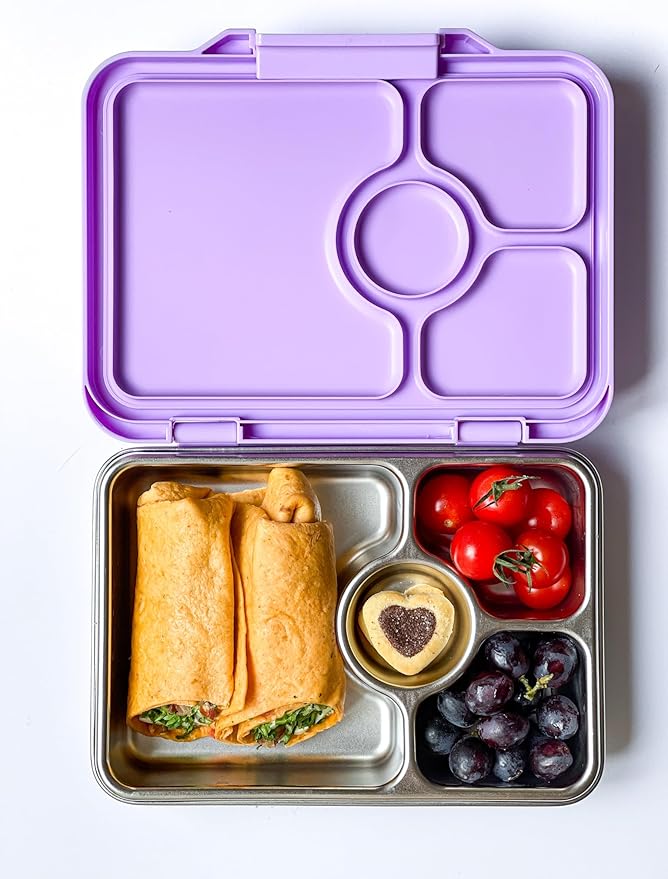Yumbox Prêt Leakproof Stainless Steel Bento Lunch Box, 3.4 Cup Healthy Portion Size for Balanced Eating – Durable Lunch Container for Sandwiches & Snacks (Lavande Purple)