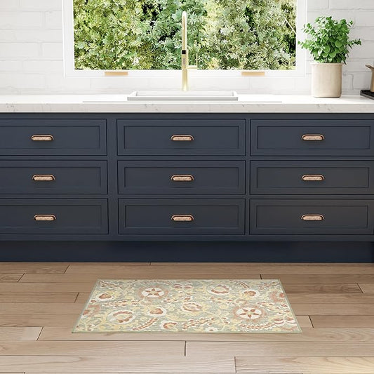 Nourison Home Aloha Sage Rose 2'8" x 4' Area Rug - Easy Clean, Non Shedding, Bed Room, Living Room, Dining Room, Kitchen (3' x 4')