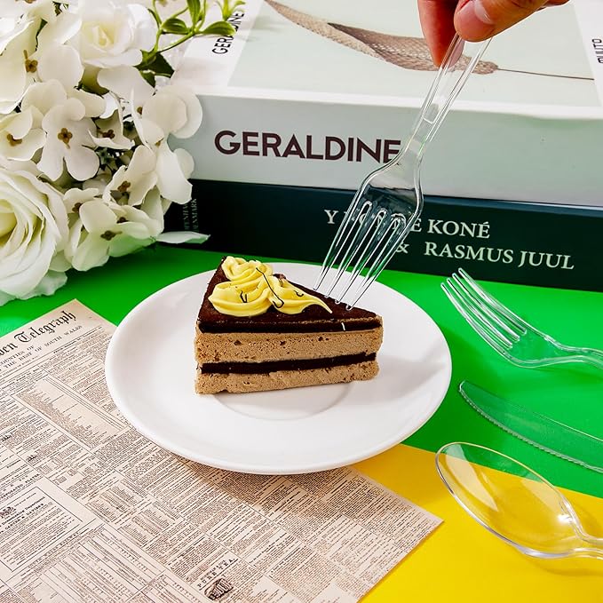 Liacere 360PCS Heavy Duty Clear Plastic Silverware, 150 Forks, 150 Spoons, 60 Knives, BPA-Free, Heat Resistant, Disposable Plastic Utensils Set, Plastic Cutlery Set, Plasticware Bulk for Party