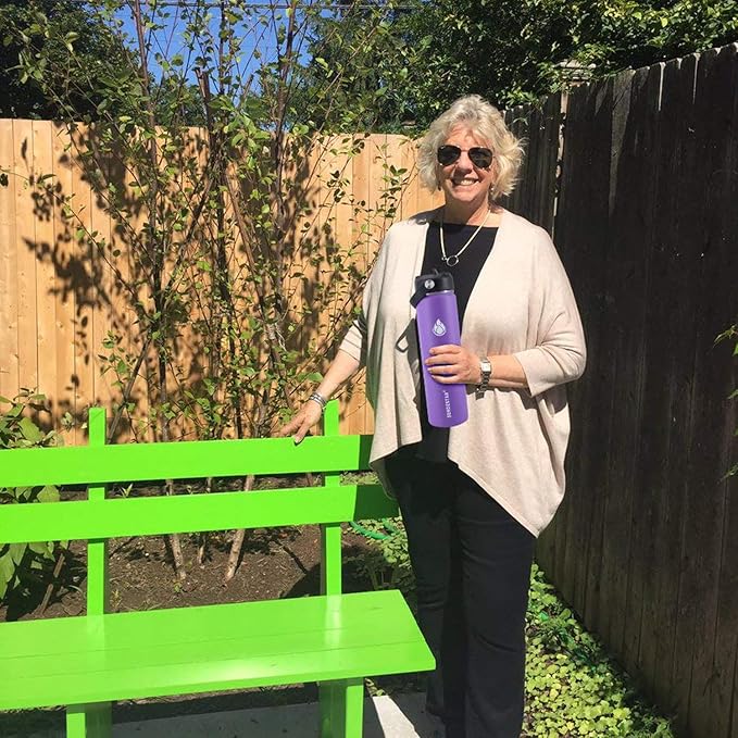 SENDESTAR Stainless Steel Water Bottle, Wide Mouth Water Bottle 24 oz with Straw Lid, Spout Lid, Double Wall Vacuum Insulated Leak Proof, Keeps Liquids Hot or Cold (Violet)