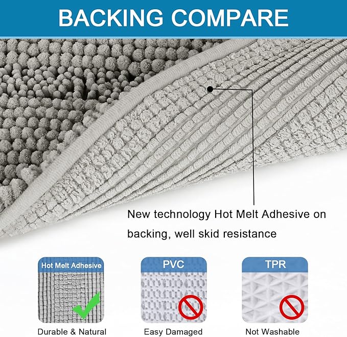 H.VERSAILTEX Bathroom Rugs Bath Mat Runner Rug Non Slip Kitchen Rug Extra Long Bath Rug Runners Oversized 59" x 20" Absorbent Washable Dry Fast Plush Area Rug for Bathroom/Bedroom - Dove