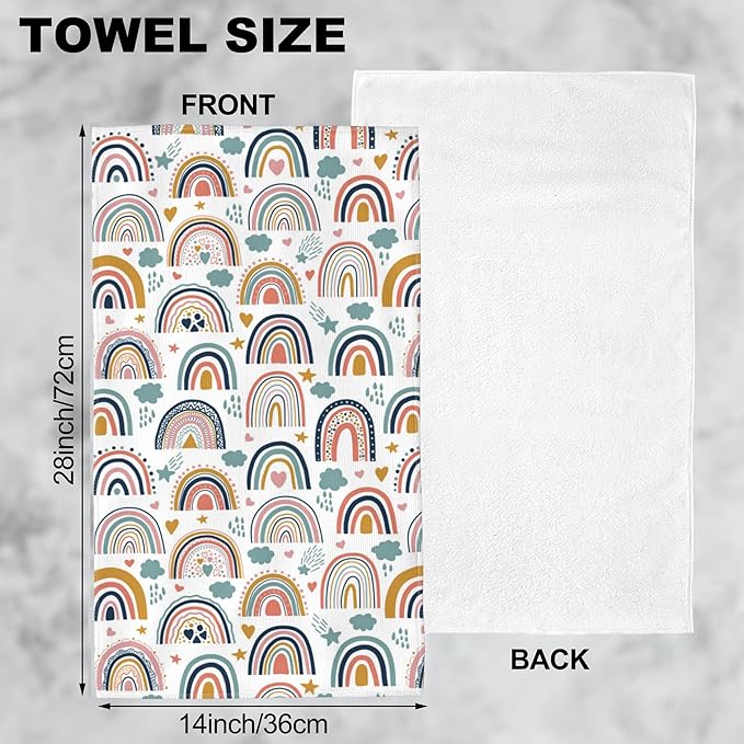 Hand Towels Set of 2 Bohemian Rainbows Towels for Bathroom Soft Absorbent Decorative Hand Bath Towels Dish Towels for Kitchen Sports Gym Yoga Home Decor 14 x 28 in