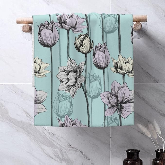 Hand Towels Set of 2 Lily Flower Towels for Bathroom Soft Absorbent Decorative Hand Bath Towels Dish Towels for Kitchen Sports Gym Yoga Home Decor 14 x 28 in