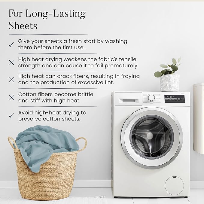 100% Egyptian Cotton Sheets For King Size Bed, 800 Thread Count Deep Pocket King Sheet Set, Elasticated Sheet & Pillowcase Sets, No Pill & Shrink, Soft & Comfy Naturally Cool & Breathable- French Blue