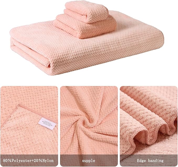 Soft Coral Fleece Bath Towel for Sensitive Skin - Extra Size for Full Coverage, Quick-Dry and Durable