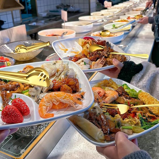 36-Piece Stainless Steel Serving Utensil Set – Complete Buffet Essentials with Spoons, Forks, Tongs, Ladle & More. Perfect for Wedding, Holiday, Catering, and Family Gatherings(Gold)