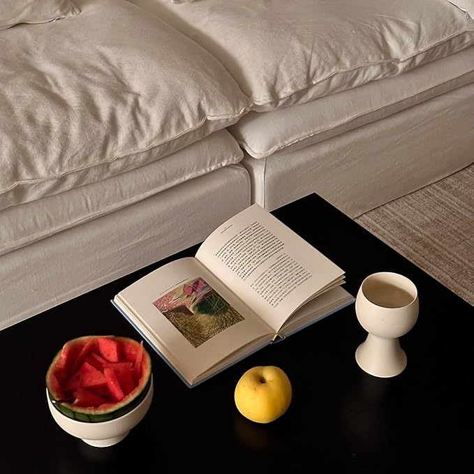 WENSHUO Ceramic Goblet, Wine Glasses Set of 2, 10 oz (Matte Crème & Coconut Café)