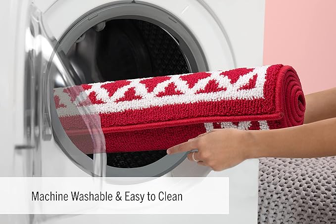 Nautica – Runner Rug | Indoor Runners for Hallways and Entry Rugs| Non-Slip and Non-Skid Entry and Kitchen Door Mat| Machine Washable Entryway Carpet Rugs |26” x 96” | Trellis Red