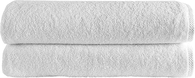 Classic Turkish Towels CTT - Premium Jumbo Bath Sheet 2 Pack, 100% Turkish Cotton, Absorbent & Ultra Comfy Bath Towel Sheets for Hotels & Spa | 35"x70" (White)