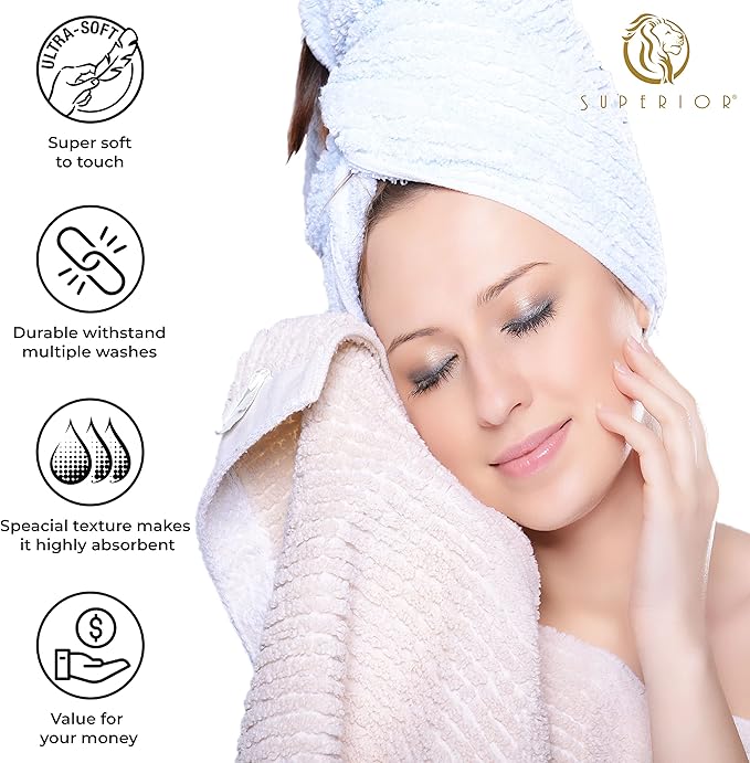 Cotton 2-Piece Solid and Ribbed Bath Towel Set, Bath Towels- 27" x 54", Coral by Superior