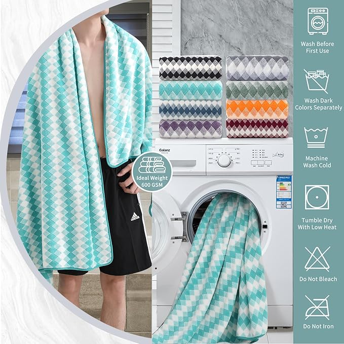 4 Piece Extra Large Bath Towel Set Oversized Bath Sheet 35"x70" Bathroom Towel Set Soft Highly Absorbent & Quick Dry Premium Bath Towel for Bathroom 600GSM Shower Towel Spa Gym Hotel,Teal
