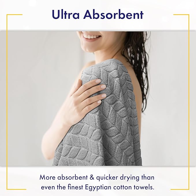 Ultra Soft & Stylish 700 GSM Luxury Bath Towels - 100% Zero-Twist, Long-Staple Cotton - Remarkably Absorbent & Quick Drying - 6 Piece Towel Set (Pewter Grey)