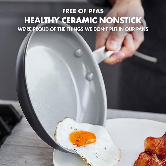 GreenPan Chatham Hard Anodized Healthy Ceramic Nonstick 10 Piece Cookware Pots and Pans Set, Frying Pan Skillets, Saucepans, Saute Pan, Stockpot, Lids, PFAS-Free, Dishwasher & Oven Safe, Gray