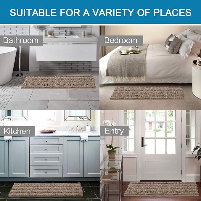 H.VERSAILTEX Bathroom Rugs Bath Mat Runner Rug Non Slip Kitchen Rug Extra Long Bath Rug Runners Oversized 59" x 20" Absorbent Washable Dry Fast Plush Area Rug for Bathroom/Bedroom - Taupe Brown