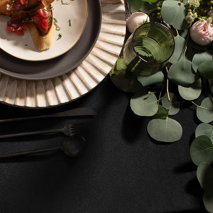 Gee Di Moda Rectangle Tablecloth - 60 x 102 Inch Black Table Cloth for 6 Foot Rectangle Tables - Heavy Duty Washable Fabric - for Holiday Party, Dinner, Weddings, Baby Shower & Events