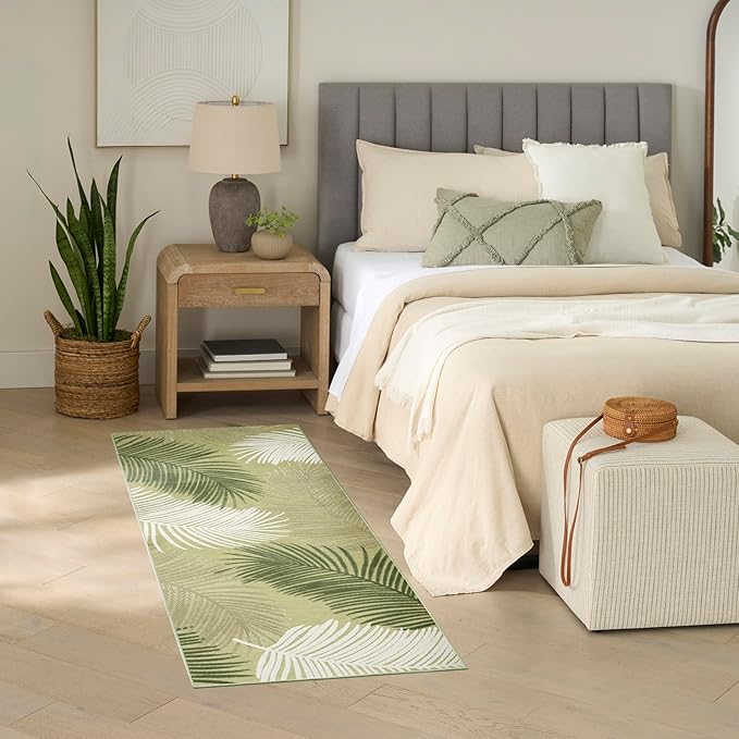 Nourison Home Suncoast Green 2' x 6' Area Rug - Easy Clean, Non Shedding, Bed Room, Living Room, Dining Room, Kitchen (6' Runner)