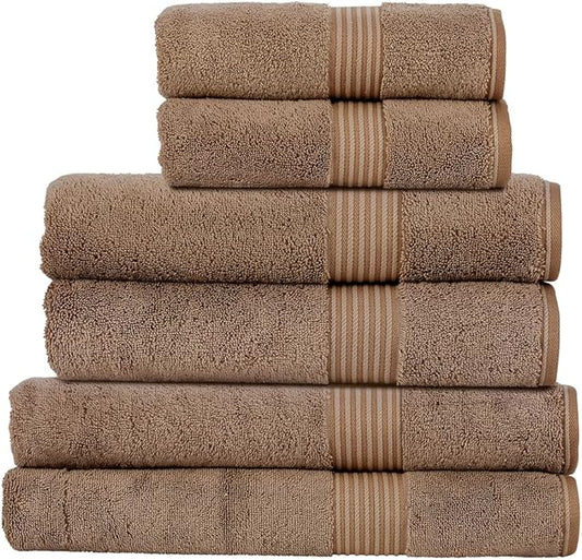 Christy Supreme Hygro Family Towel Set | Mocha Brown | 100% Luxury Supima Cotton | Ultra Soft | Super Absorbent | 650GSM | 2 Bath Sheets 2 Bath Towels 2 Hand Towels