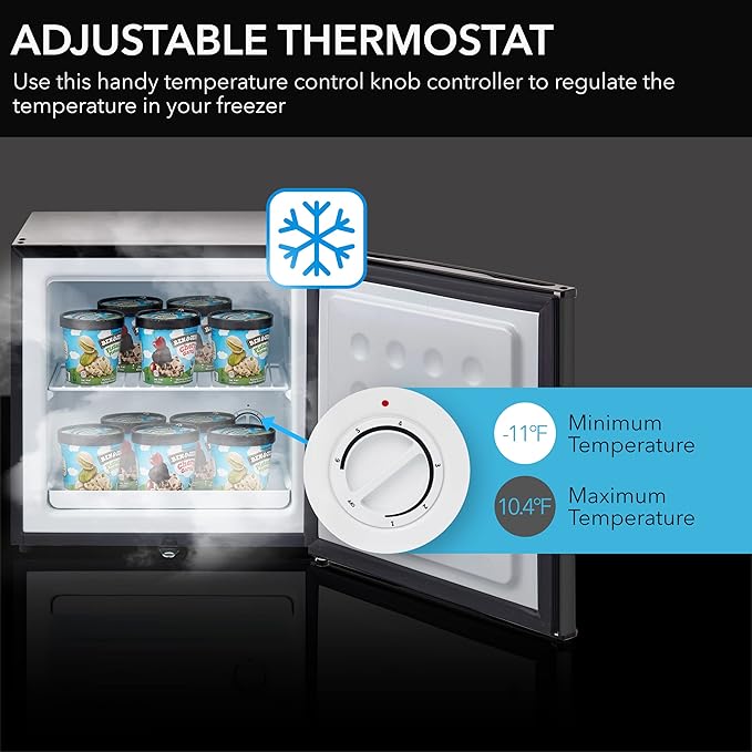 Whynter Upright Small Freezer Mini Freezer with Lock for Bedrooms, Dorms, Garages, Offices CUF-110B, Black Energy Star, 1.1 Cu Ft