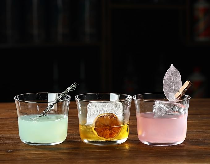 Set of 6 Drinking Glasses - 10oz Clear Cups for Cocktails, Iced Coffee, Tea, Soda, Whiskey and Beer