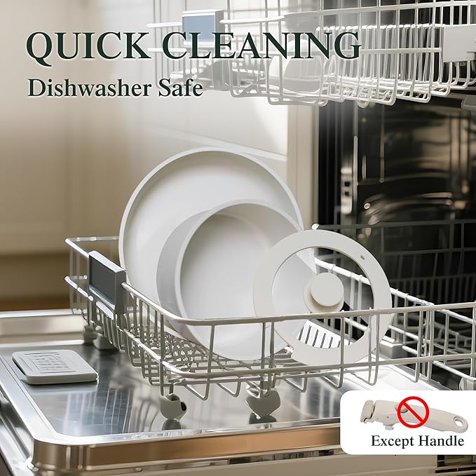 8 PCS Kitchen Cookware Set Pots and Pans Sets Non Stick, Induction Pan Set with Detachable Handle for RV Cookware,Oven Safe, PFOA Free