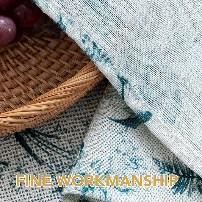 H.VERSAILTEX Linen Table Cloths Floral Printed Tablecloth Spill-Proof Waterproof Table Cover for Dining Buffet Feature Soft and Thick Fabric Wrinkle Free, 60 x 104 Inch, Vintage Botanical - Blue