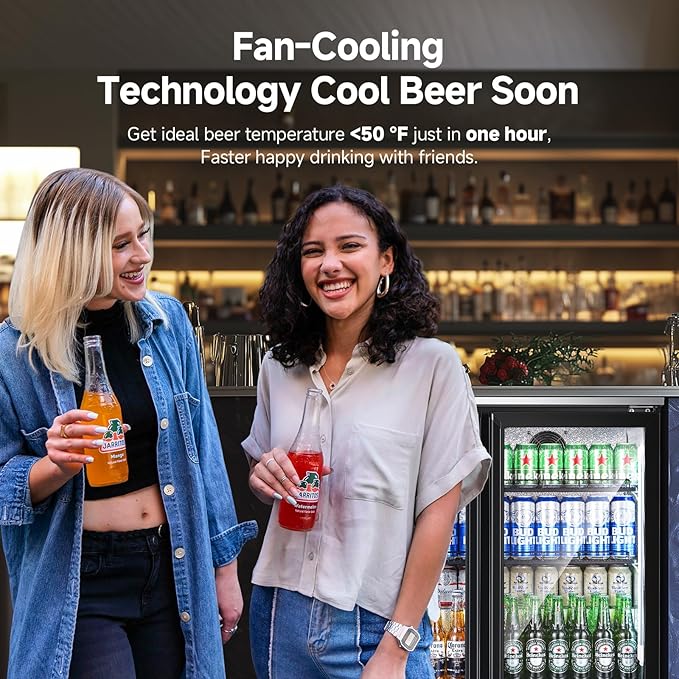 BODEGACOOLER Back Bar Cooler with 2 Glass Doors,7.7 Cu.ft Commercial Bar Beverage Refrigerator Under Counter LED Lighting for Soda Drinks,Beer,Wine with Stainless Steel Top,DOE Approved,4 Casters