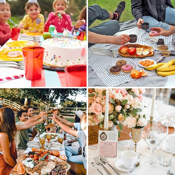 120 Pcs Disposable Cutlery Set, Silvery Plastic Silverware,60 Forks, 30 Spoons, 30 Knives, Heavy Duty Flatware for Holidays, Parties, Dinners, Weddings, and Occasions