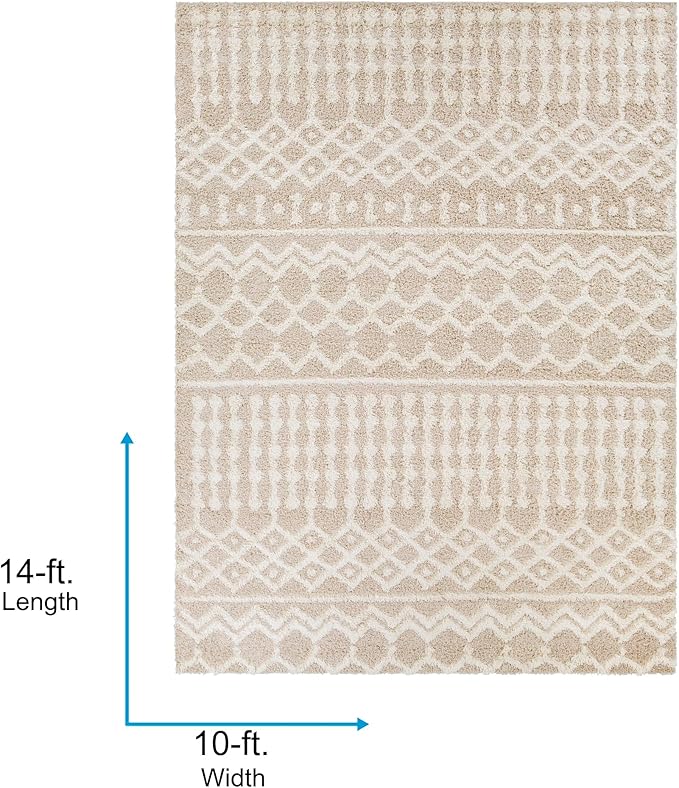 Livabliss Hapsburg Moroccan Shag Area Rug,10' x 14',Beige