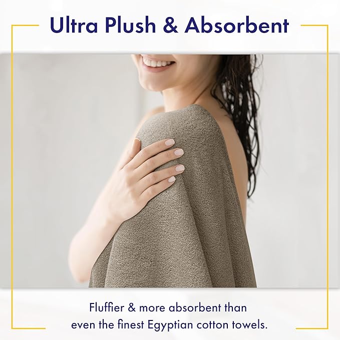 Ultra Soft & Plush Viscose from Bamboo Bath Towels - 700 GSM Luxury Bath Towels - 6 Piece Set - Super Absorbent & Quick Drying (Taupe)