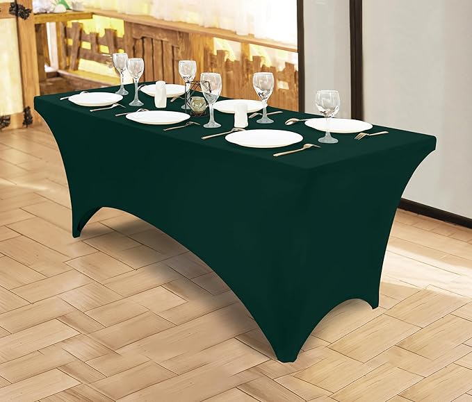Utopia Kitchen 6ft Spandex Table Cloth Rectangle [1 Pack, Hunter Green] 200GSM Premium Stretch, Washable and Wrinkle Resistant Table Cover Fitted for Event, Wedding, Banquet [72Lx30Wx30H Inch]