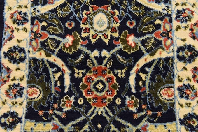 Unique Loom Espahan Collection Area Rug - Cape Cod (2' 2" x 8' 2" Runner, Navy Blue/ Black)