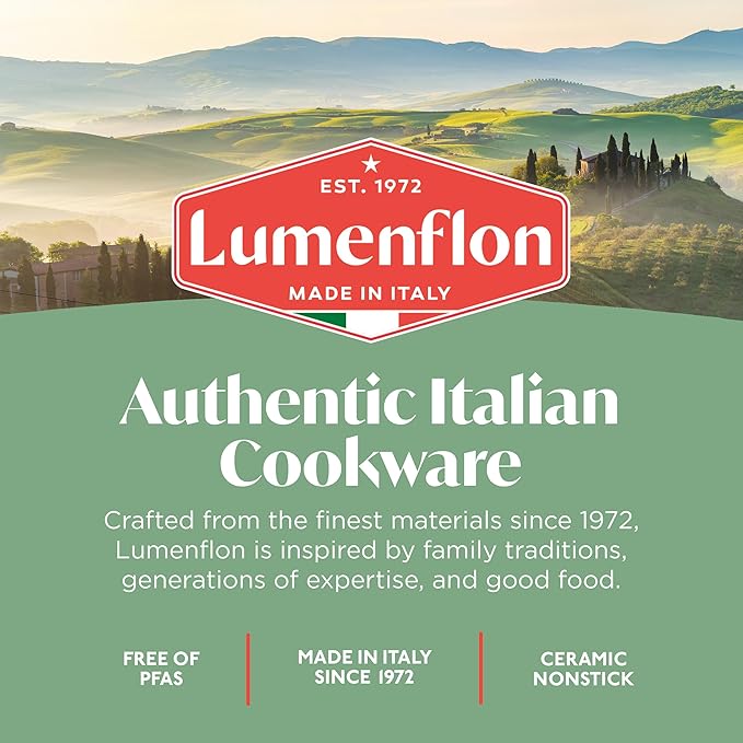 Rigoletto 9.5” Nonstick Frying Pan Skillet, Made in Italy, Layered Ceramic PFAS-Free Surface, Induction Ready, Dishwasher & Metal Utensil Safe, Granite Finish, Stay-Cool Handle,Black