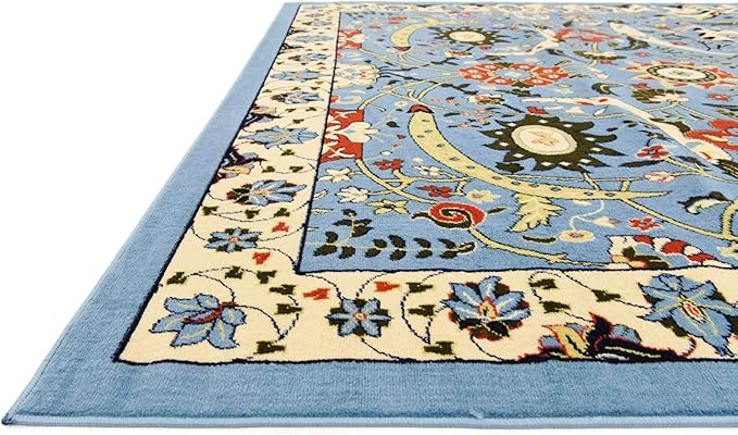 Unique Loom Espahan Collection Area Rug - Cape Cod (7' 10" Square, Blue/ Black)