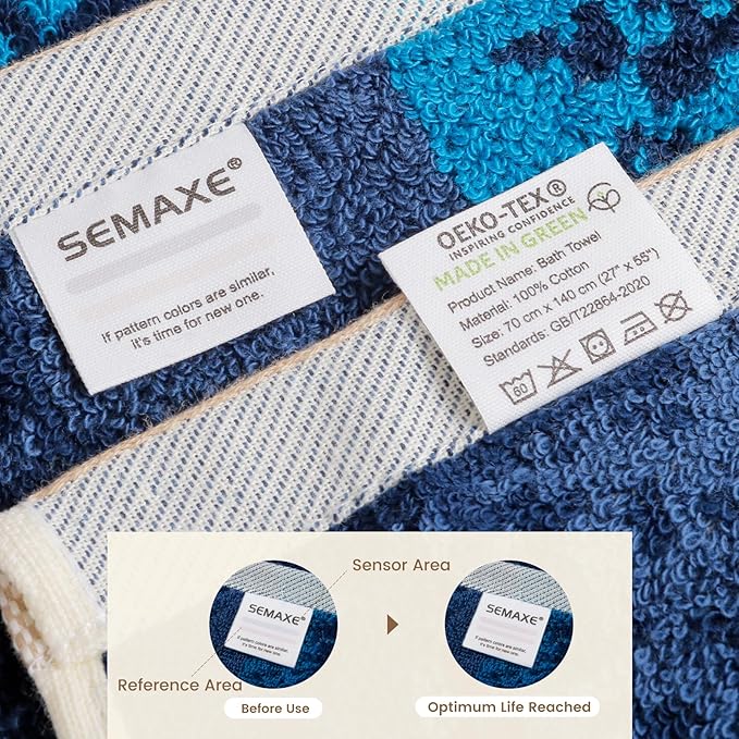 SEMAXE 4-Pack Luxury Bath Towels for Bathroom, 100% Cotton, Soft, Absorbent, and Quick-Drying, 55"x27", Colorful, Perfect for Hotels, Gyms, and Spas