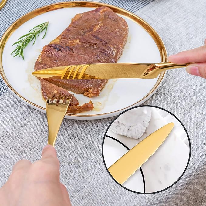 20 Pieces Gold Silverware Set Service for 4,Modern 18/10 Stainless Steel Flatware Cutlery Set,Utensil Set for Home Restaurant Hotel,Mirror Polished,Dishwasher Safe