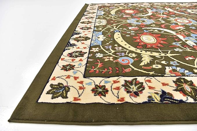 Unique Loom Espahan Collection Area Rug - Cape Cod (8'Square, Green/ Black)