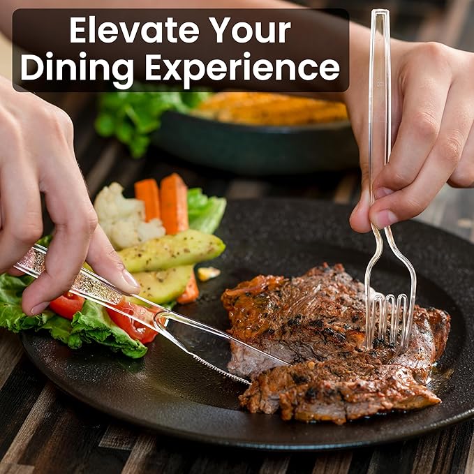 Lonezo [150 Count Plastic Knives Clear Plastic Knives Heavy Duty Shatter Resistant Disposable Knifes for Parties Picnic All Indoor Outdoor Activities