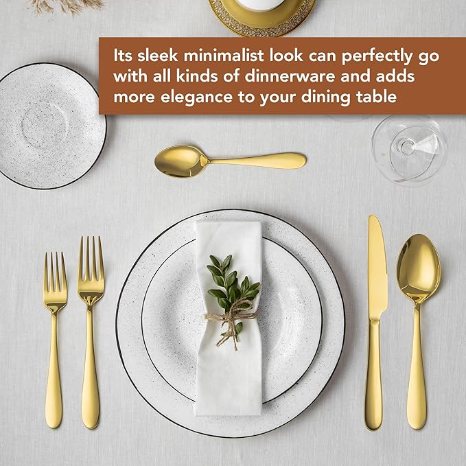 40 Piece Gold Silverware Set Service for 8, EIUBUIE Premium Stainless Steel Gold flatware Cutlery Sets, Mirror Polished Modern Kitchen Eating Utensils Sets Include Spoons Forks Knives